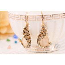 Austrian Crystal Peacocks Necklace Drop Earrings Set