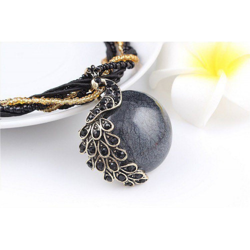 Peacock decoration rough necklace
