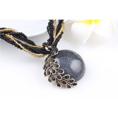 Peacock decoration rough necklace
