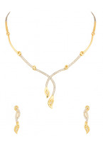 Gold Plated Striking Necklace Set Studded With Cz Stones