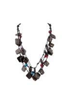 Black Multi Thread And Beaded Necklace