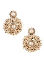 Pearl Embellished Earrings With Round Drop