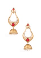 Beautifully Designed Yellow Gold Toned Jhumkis