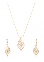 Leafy Designed Cz Embellished Pendant Set 