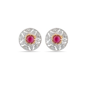 Cz Embellished Ear Studs In Gold Tone
