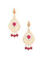 Jhumki Earring Embellished With Red Stones
